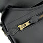 Hermes Vintage Black Leather Gold Hardware Shoulder Crossbody Flap Bag