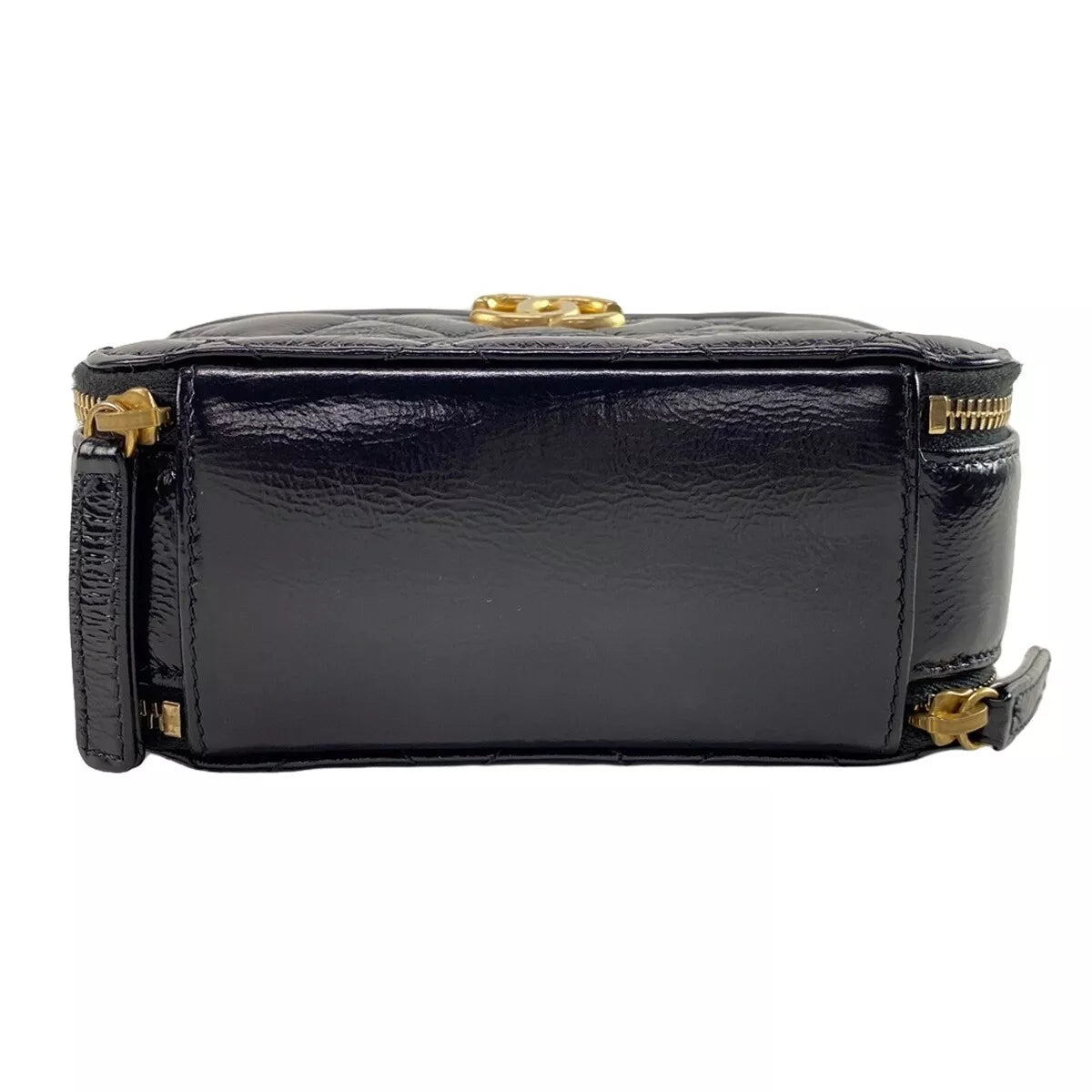 Auth CHANEL Matelasse Black Vintage Calfskin Vanity Bag gold hardware