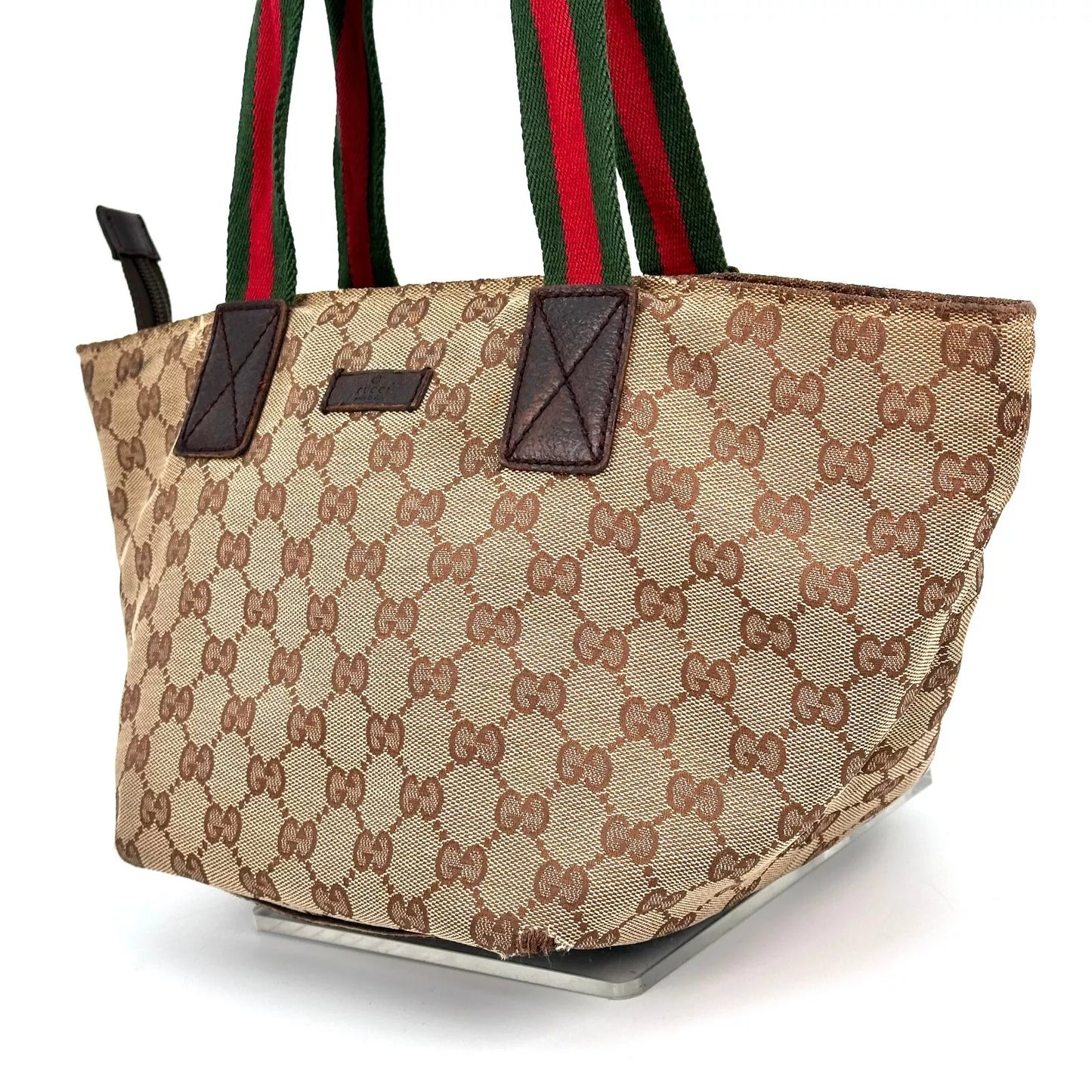 Gucci Bag Tote GG Canvas Hand Sherry Line Purse Authentic