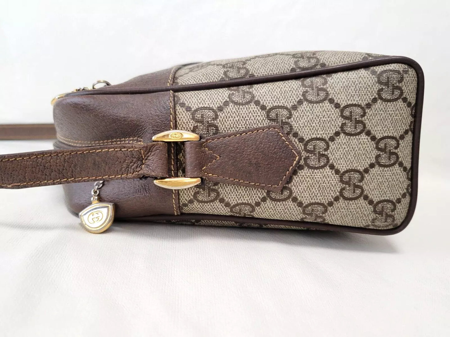 GUCCI Shoulder Bag Purse Sherry Line GG PVC Leather Vintage Authentic