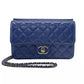 Auth CHANEL Matelasse - Navy Lambskin Shoulder Bag