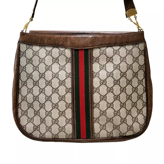 GUCCI Shoulder Bag GG Sherry Line Vintage PVC Leather Authentic