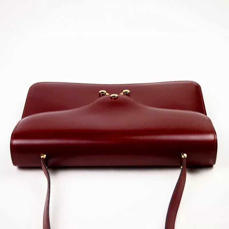 Authentic Vintage HERMES 1984 Box Calf Shoulder Bag Bordeaux