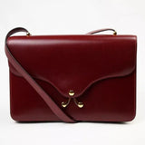 Authentic Vintage HERMES 1984 Box Calf Shoulder Bag Bordeaux