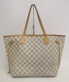 Authentic Louis Vuitton Damier Azur Neverfull MM Shoulder Tote Bag #33720