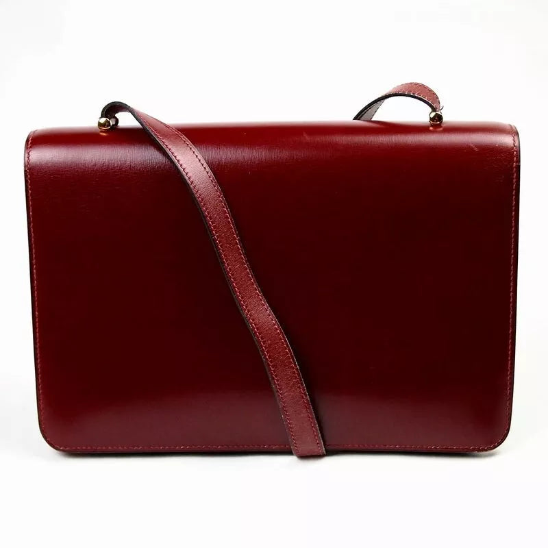 Authentic Vintage HERMES 1984 Box Calf Shoulder Bag Bordeaux