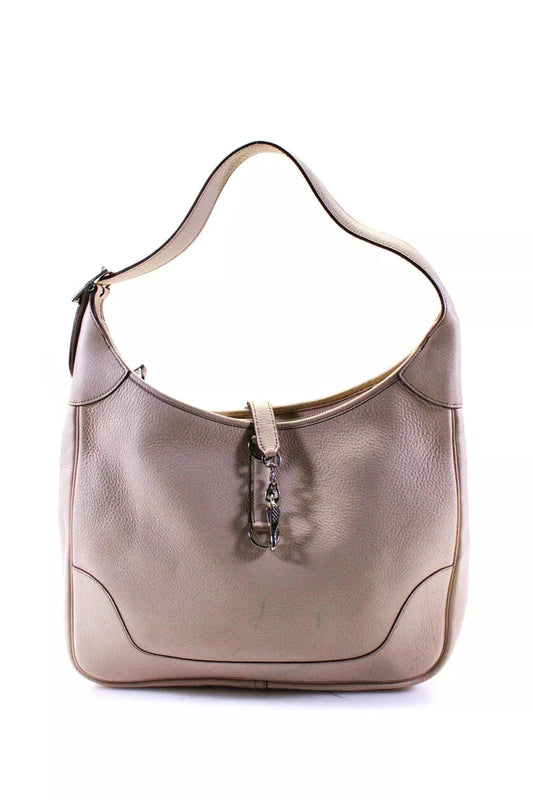 Hermes Togo Leather Gris Tourterelle Trim II 35cm Top Zip Belt Handle Hobo Shoul