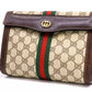 Gucci Vintage Bag Clutch Handbag Purse Sherry GG Supreme Brown Small Authentic