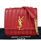 SAINT LAURENT PARIS Chain Shoulder Bag Vicki Leather Red GHW Italy 638RF189