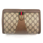 Gucci Vintage Sherry Line Clutch Bag Purse PVC Leather GG Brown Authentic #0325