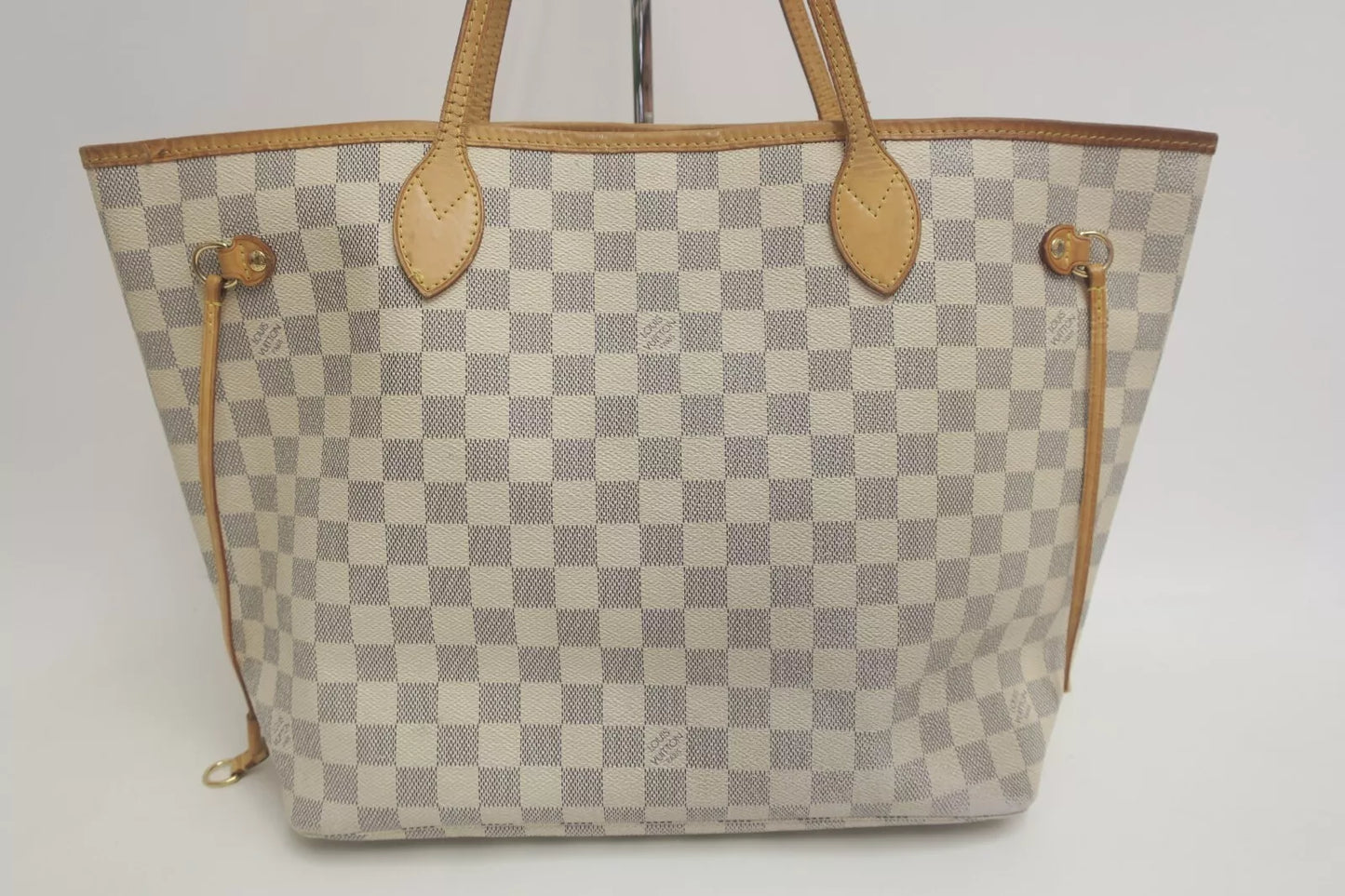 Authentic Louis Vuitton Damier Azur Neverfull MM Shoulder Tote Bag #33720