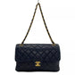 Auth CHANEL Double Face / Matelasse - Black Lambskin Shoulder Bag Gold hardware