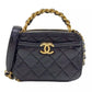 Auth CHANEL Matelasse Black Vintage Calfskin Vanity Bag gold hardware