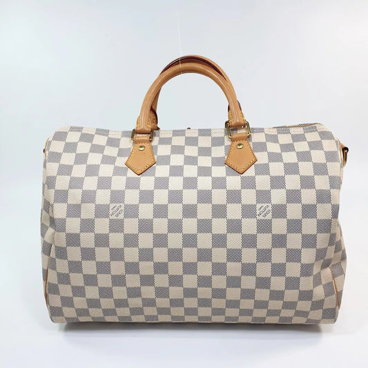 Auth Louis Vuitton Speedy Bandouliere 35 Damier Azur No Keys With Invoice LE648