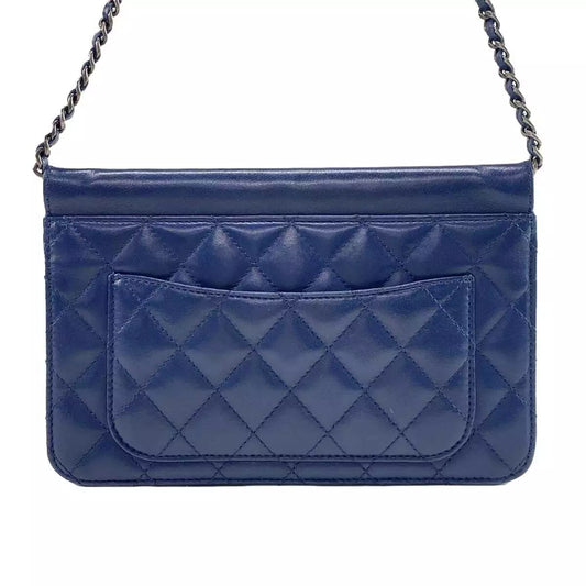 Auth CHANEL Matelasse - Navy Lambskin Shoulder Bag