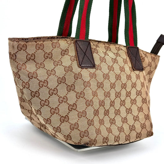 Gucci Bag Tote GG Canvas Hand Sherry Line Purse Authentic