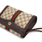 Gucci Vintage Bag Clutch Handbag Purse Sherry GG Supreme Brown Small Authentic