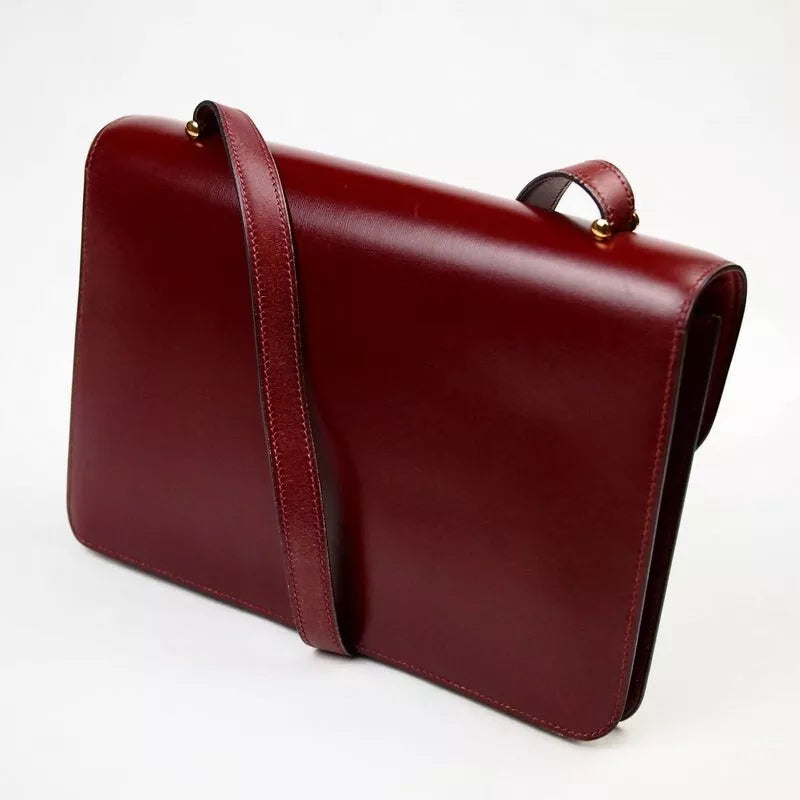 Authentic Vintage HERMES 1984 Box Calf Shoulder Bag Bordeaux