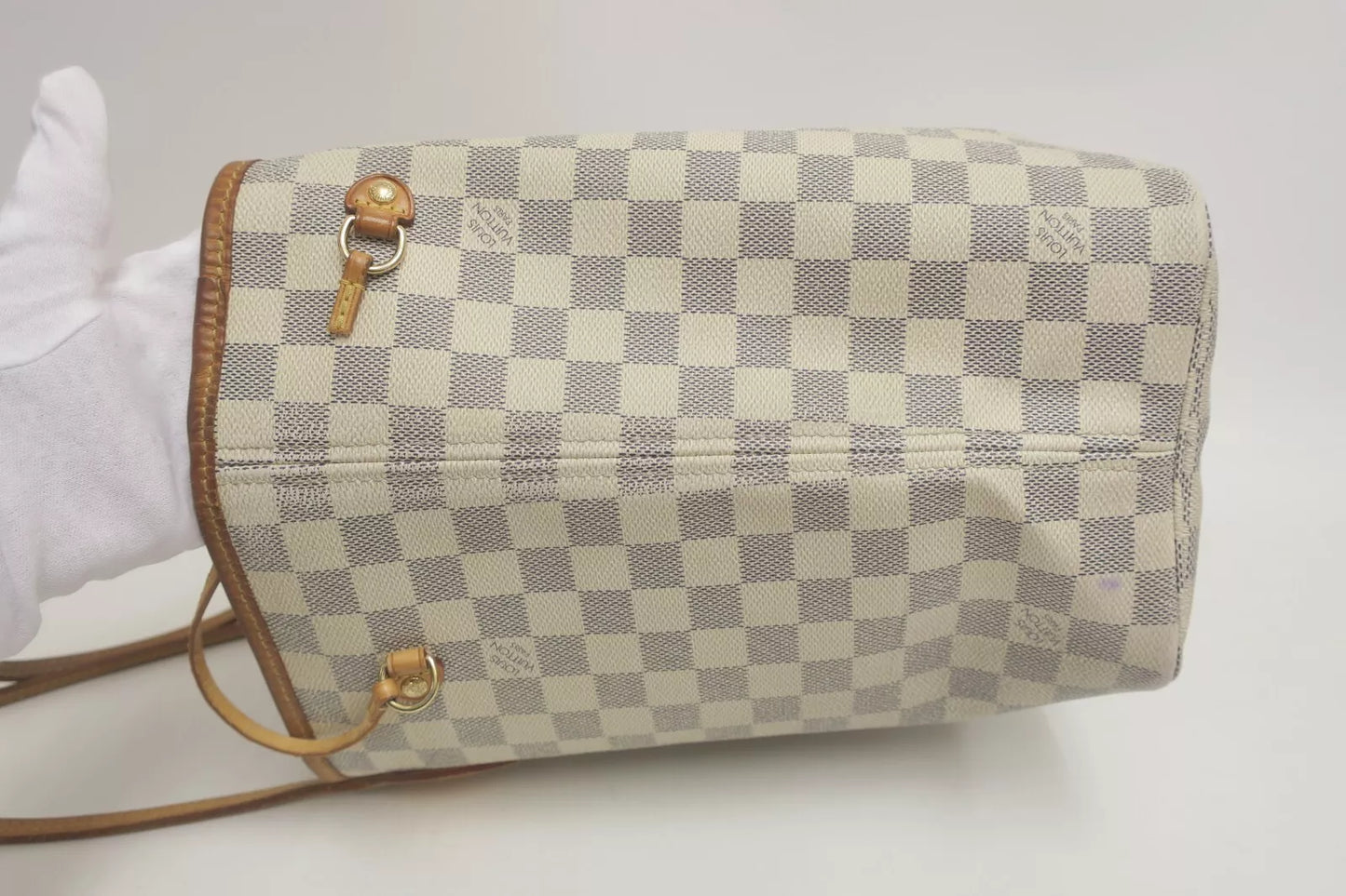 Authentic Louis Vuitton Damier Azur Neverfull MM Shoulder Tote Bag #33720