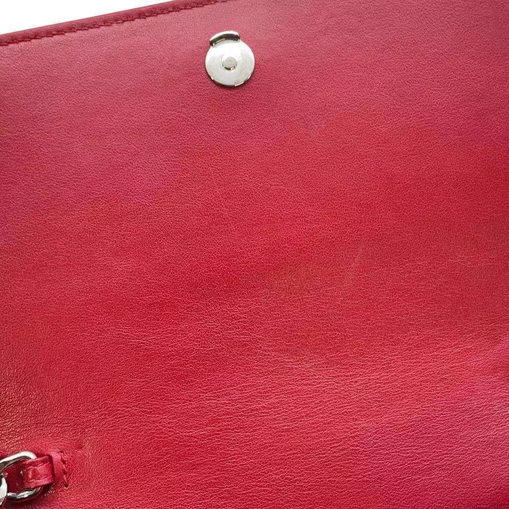 SAINT LAURENT PARIS Sunset Shoulder Bag Embossed Leather Red 533026