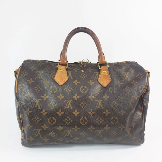 Auth Louis Vuitton Speedy Bandouliere 35 Monogram M40392 Missing One Strap LD780