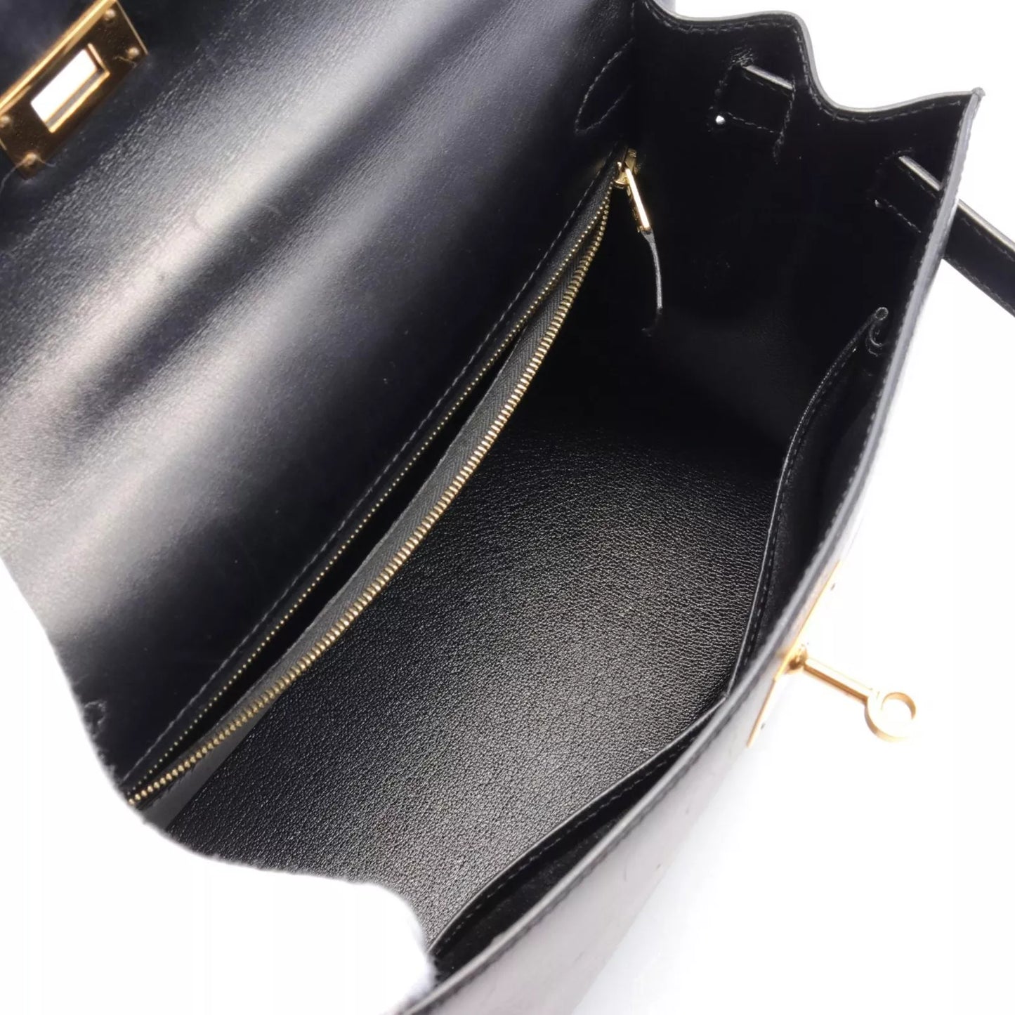 HERMES Kelly 28 Hand shoulder bag A Box calf leather Calfskin Black Used GHW