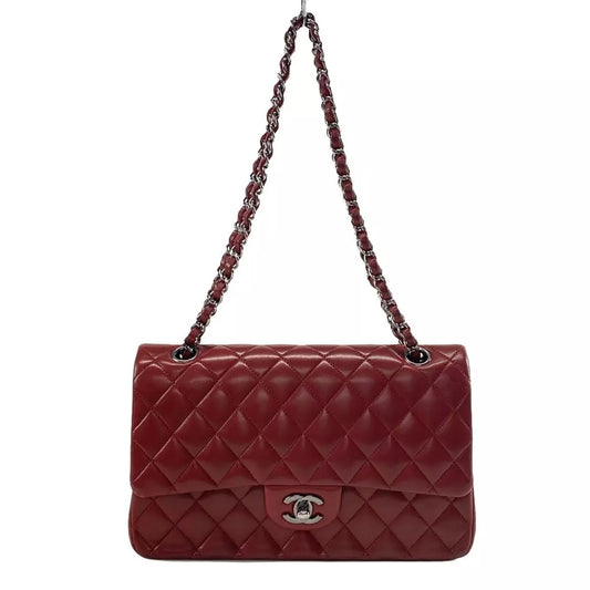 Auth CHANEL Double Flap Matelasse - Red Lambskin Shoulder Bag