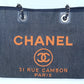 Chanel Deauville Shoulder Bag Denim blue chain Handbag NEW