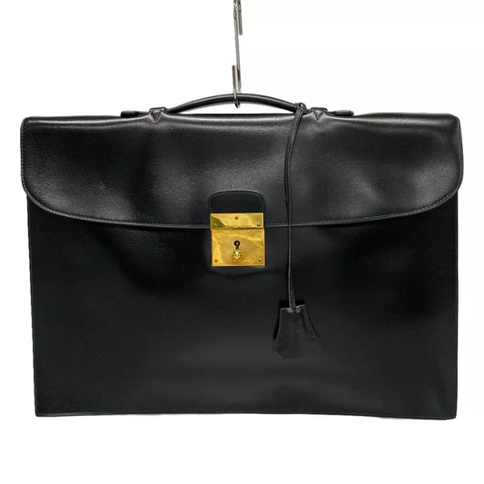 Auth HERMES Quirus - Black Box Calf Circle C Business Bag