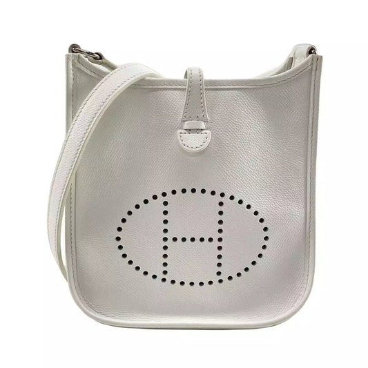 Auth HERMES Evelyne TPM - White Veau Epsom Square H Shoulder Bag