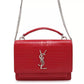 SAINT LAURENT PARIS Sunset Shoulder Bag Embossed Leather Red 533026