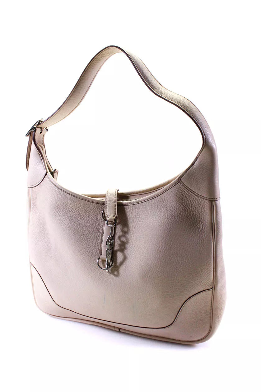 Hermes Togo Leather Gris Tourterelle Trim II 35cm Top Zip Belt Handle Hobo Shoul