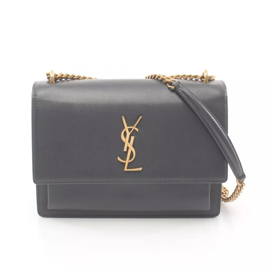 YVES SAINT LAURENT Sunset Chain Shoulder Bag 442906 leather Gray Used Women