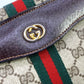 Gucci Vintage Bag Clutch Handbag Purse Sherry GG Supreme Brown Small Authentic